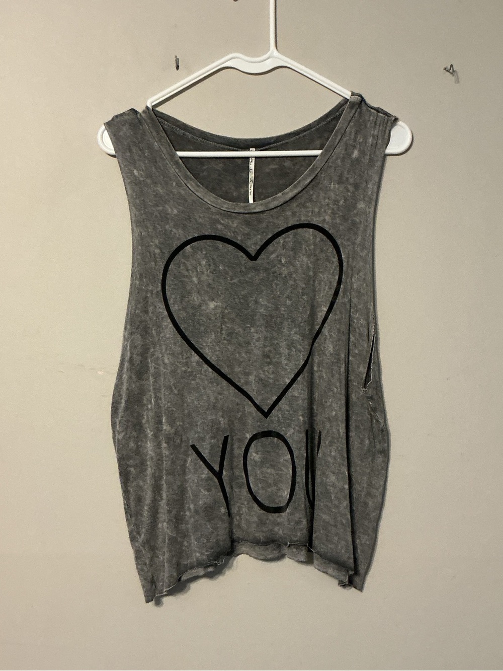 Gray Heart Graphic Muscle Tank Top